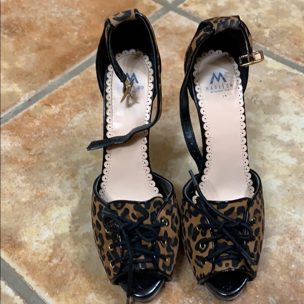 Leopard peep toe high heels